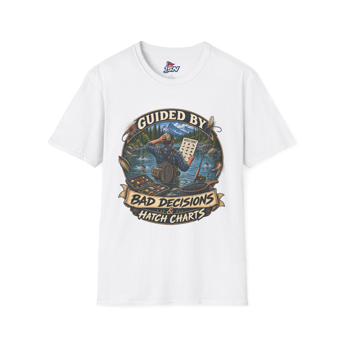 T-Shirt — "Guided By Bad Decisions" Fishing Hatch Chart Graphic Tee