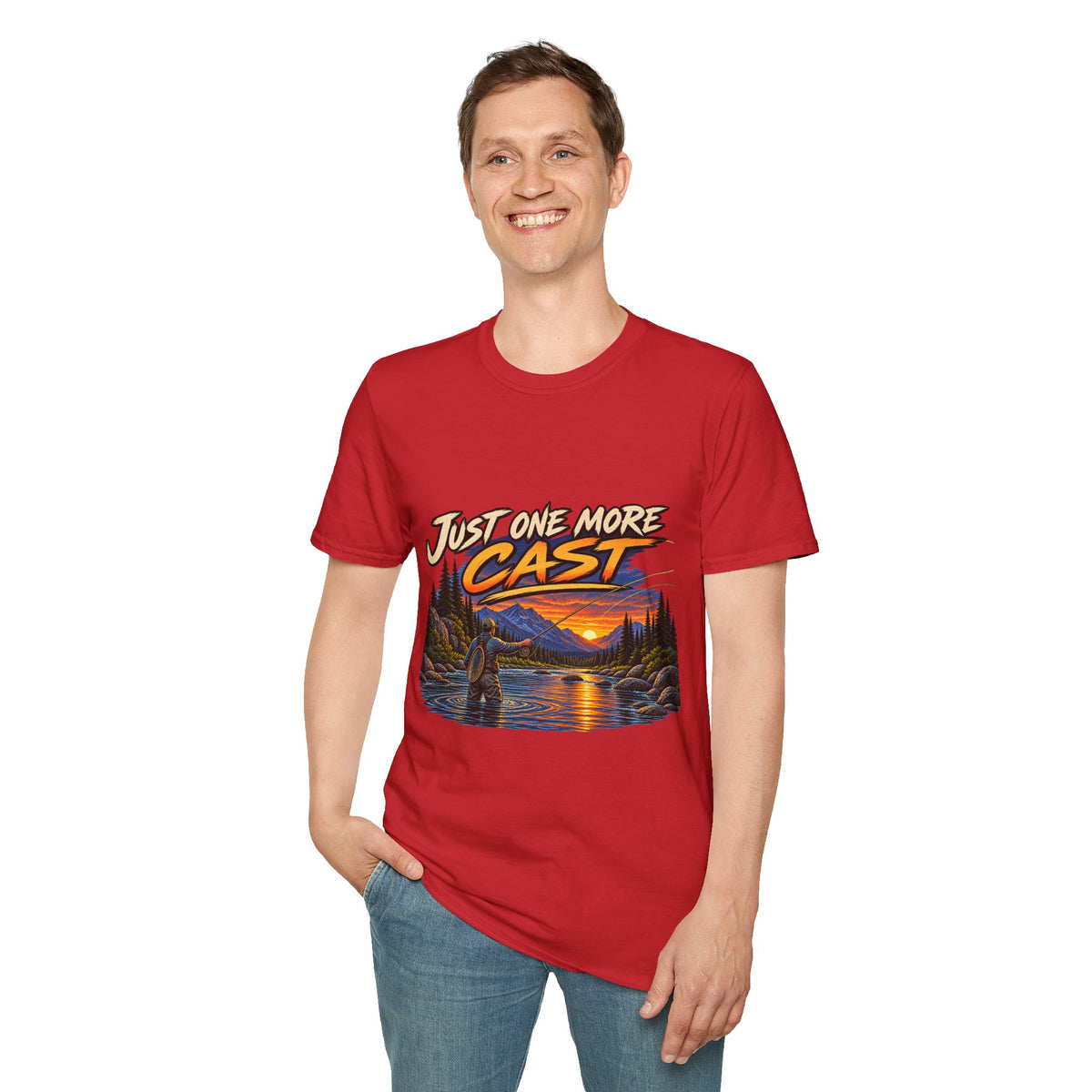 Just One More Cast Fishing T-Shirt — Sunset Lake Angler Graphic Tee