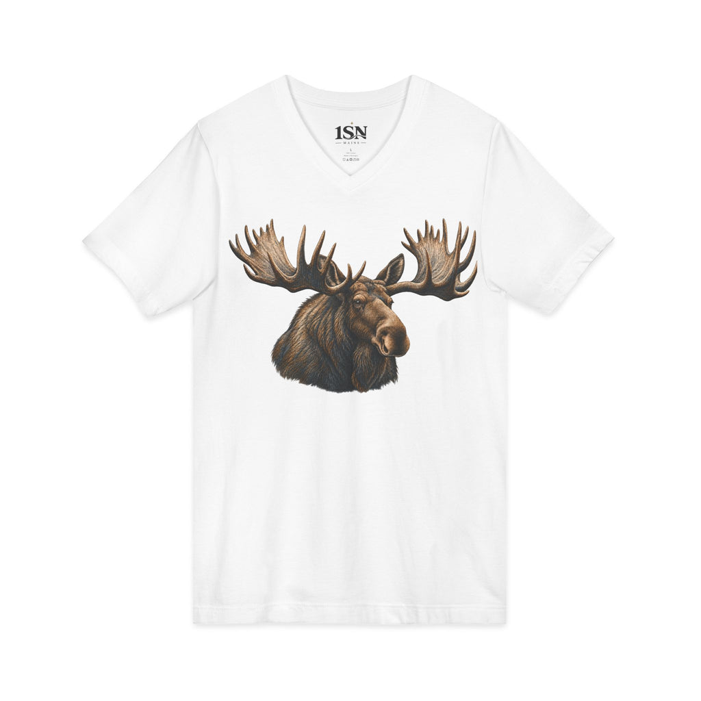 Majestic Moose V-Neck Tee — Realistic Moose Head Graphic (Maine Edition) 1SN