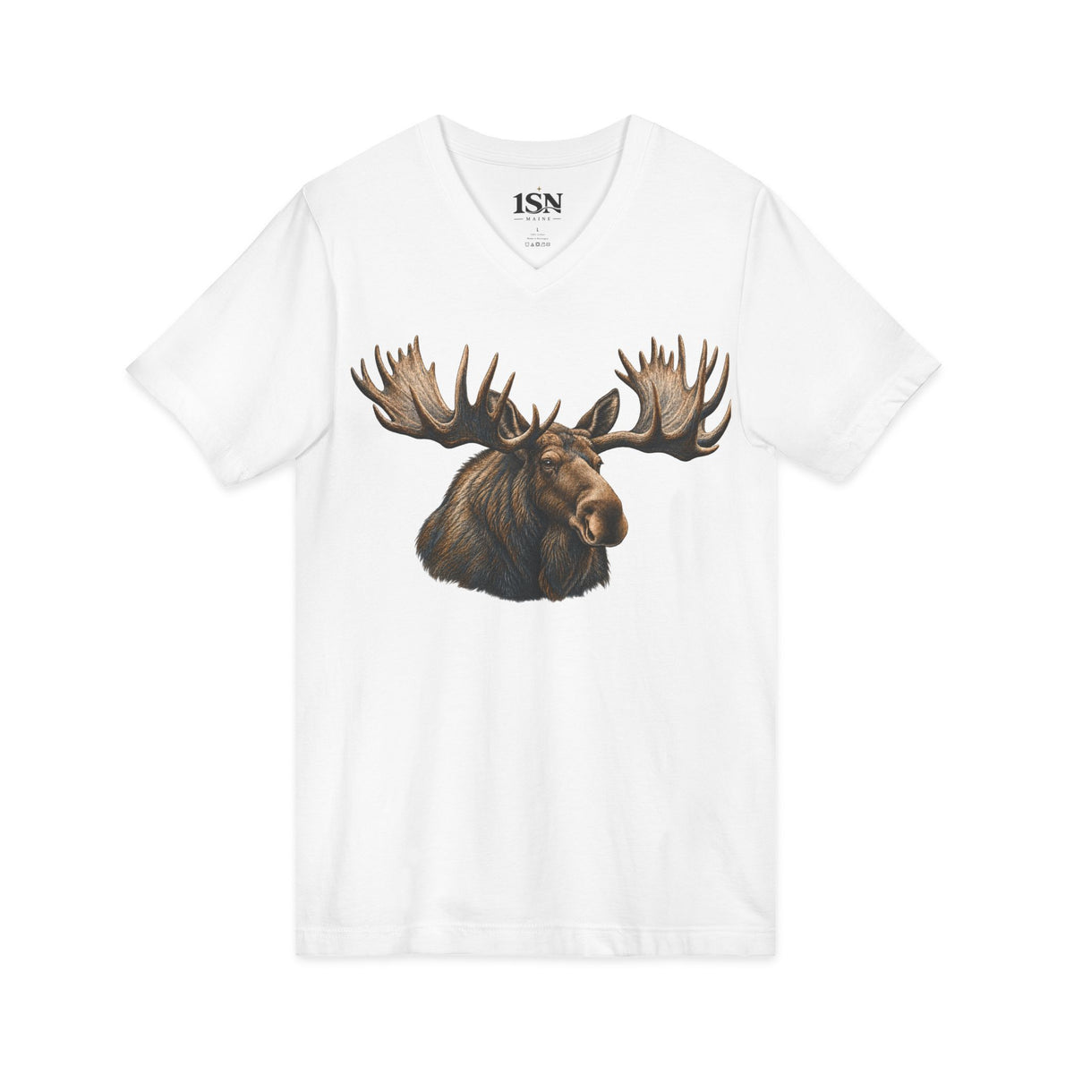 Majestic Moose V-Neck Tee — Realistic Moose Head Graphic (Maine Edition) 1SN