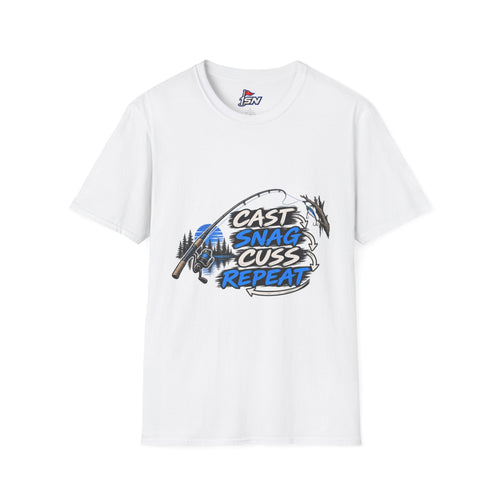 Cast. Snag. Cuss. Repeat. — Funny Fishing Graphic Tee