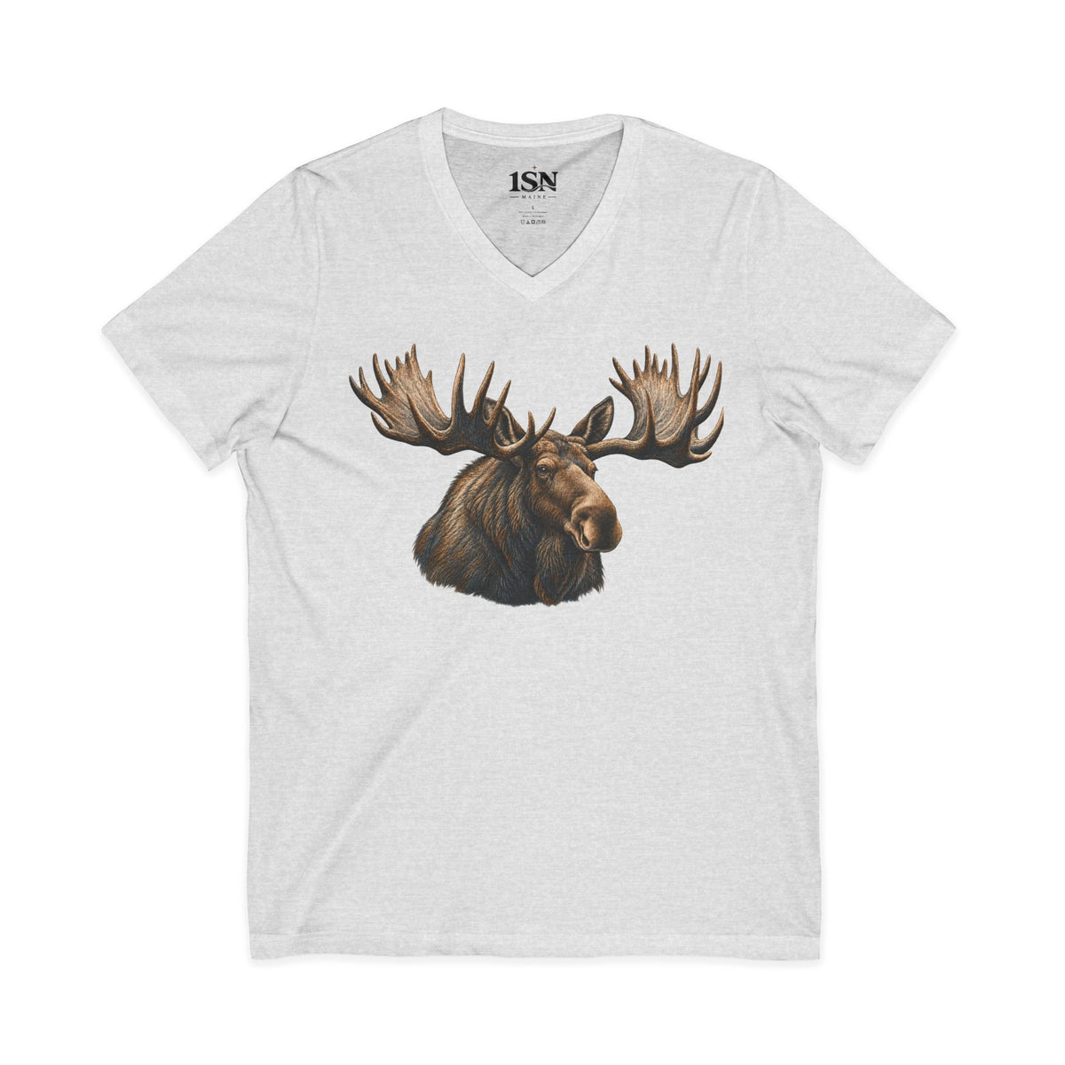 Majestic Moose V-Neck Tee — Realistic Moose Head Graphic (Maine Edition) 1SN