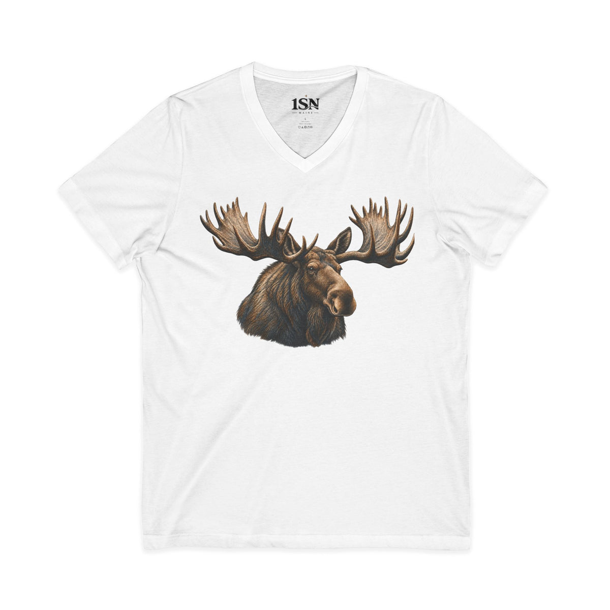Majestic Moose V-Neck Tee — Realistic Moose Head Graphic (Maine Edition) 1SN