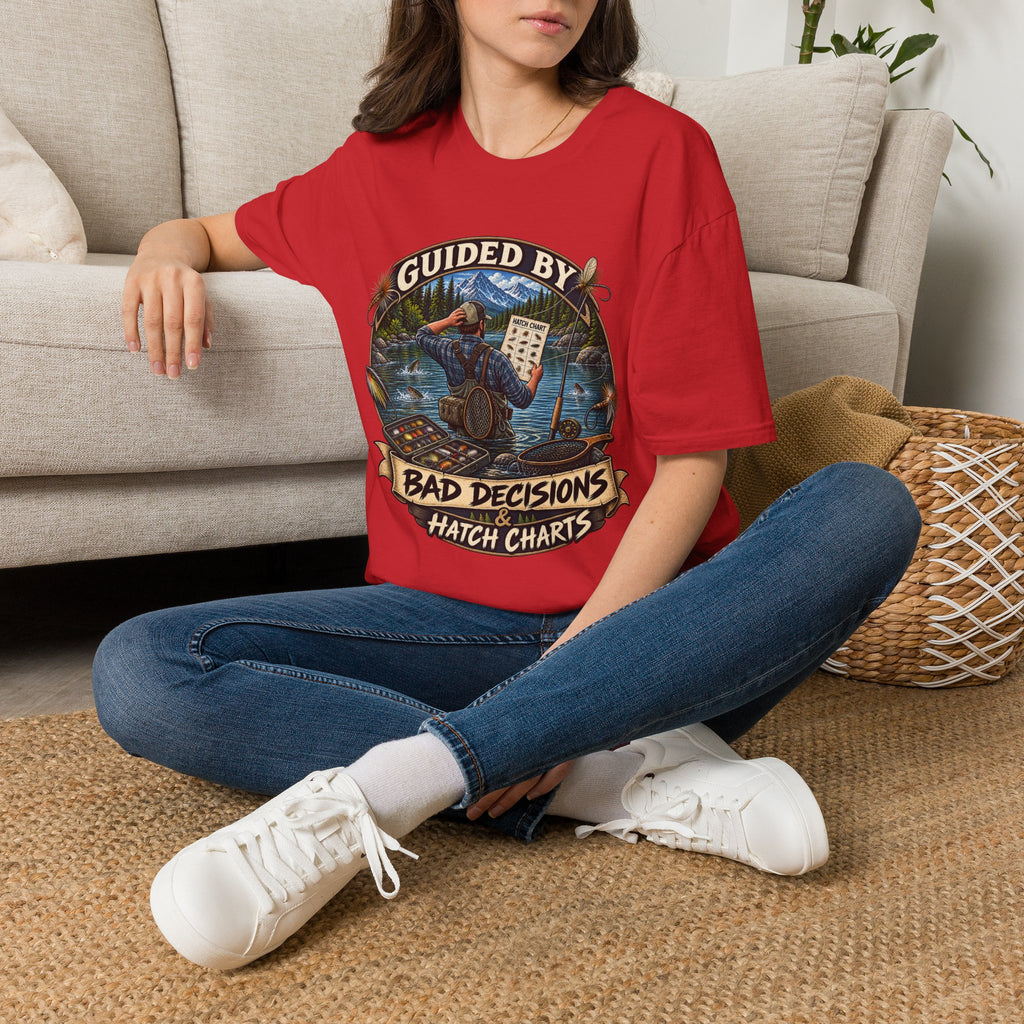 T-Shirt — "Guided By Bad Decisions" Fishing Hatch Chart Graphic Tee