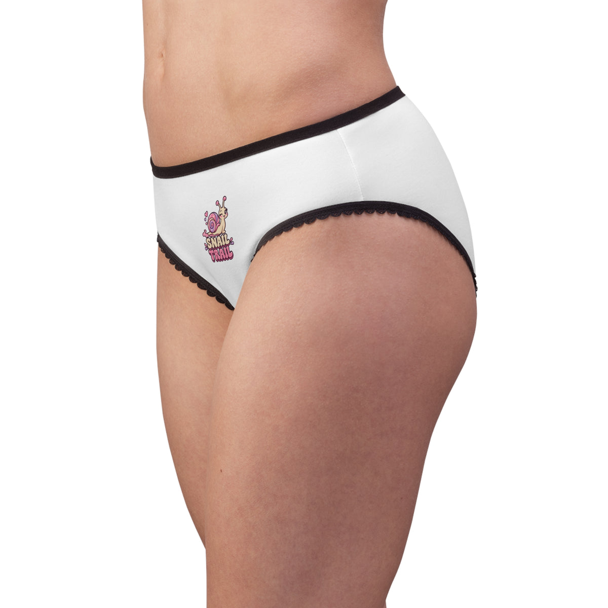 Snail Trail Women's Briefs – Cute Pink Snail Graphic Lacy Bikini Panties