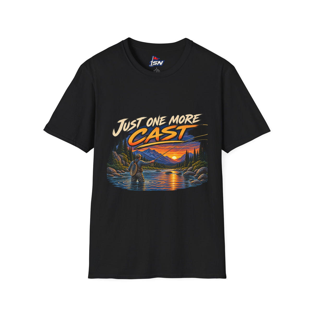 Just One More Cast Fishing T-Shirt — Sunset Lake Angler Graphic Tee