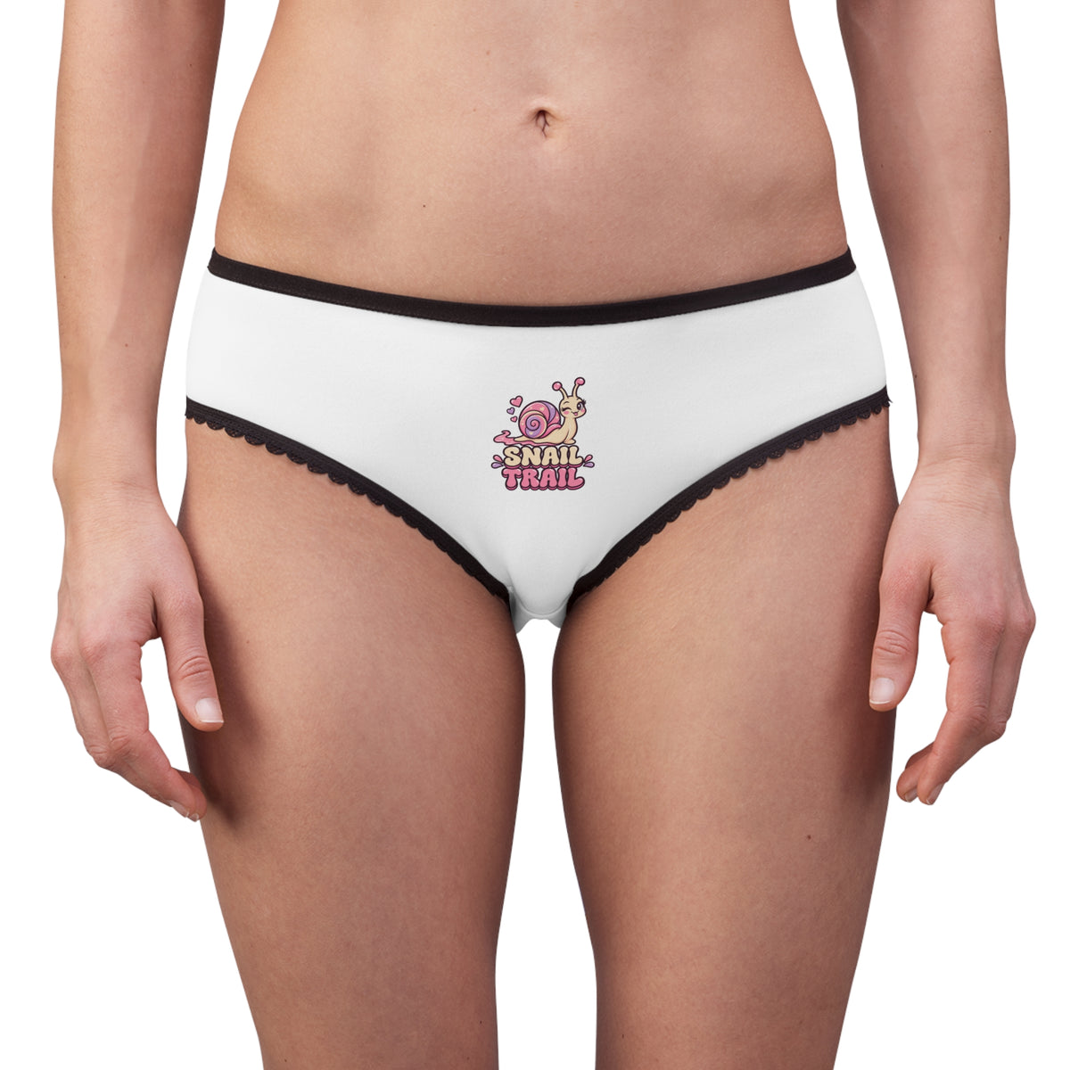 Snail Trail Women's Briefs – Cute Pink Snail Graphic Lacy Bikini Panties