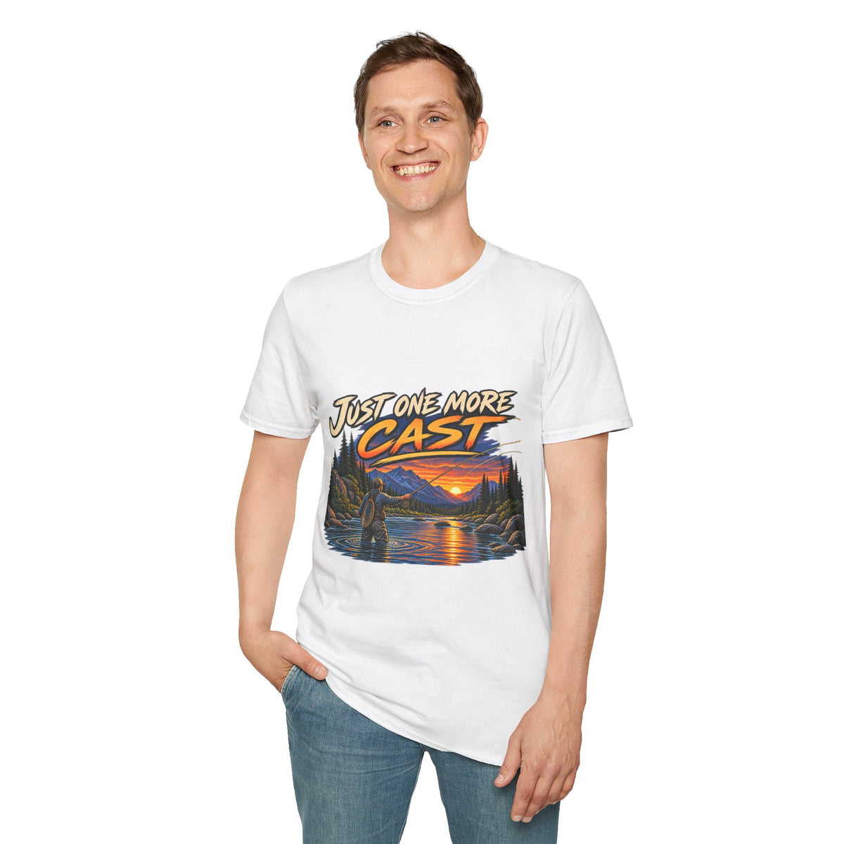Just One More Cast Fishing T-Shirt — Sunset Lake Angler Graphic Tee