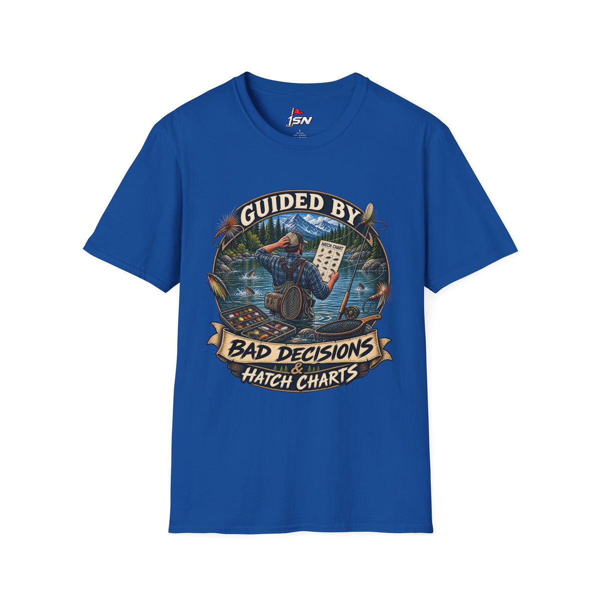 T-Shirt — "Guided By Bad Decisions" Fishing Hatch Chart Graphic Tee