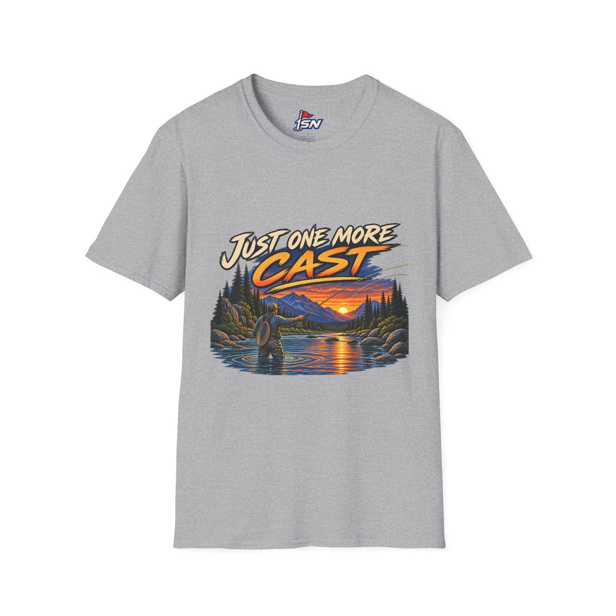 Just One More Cast Fishing T-Shirt — Sunset Lake Angler Graphic Tee