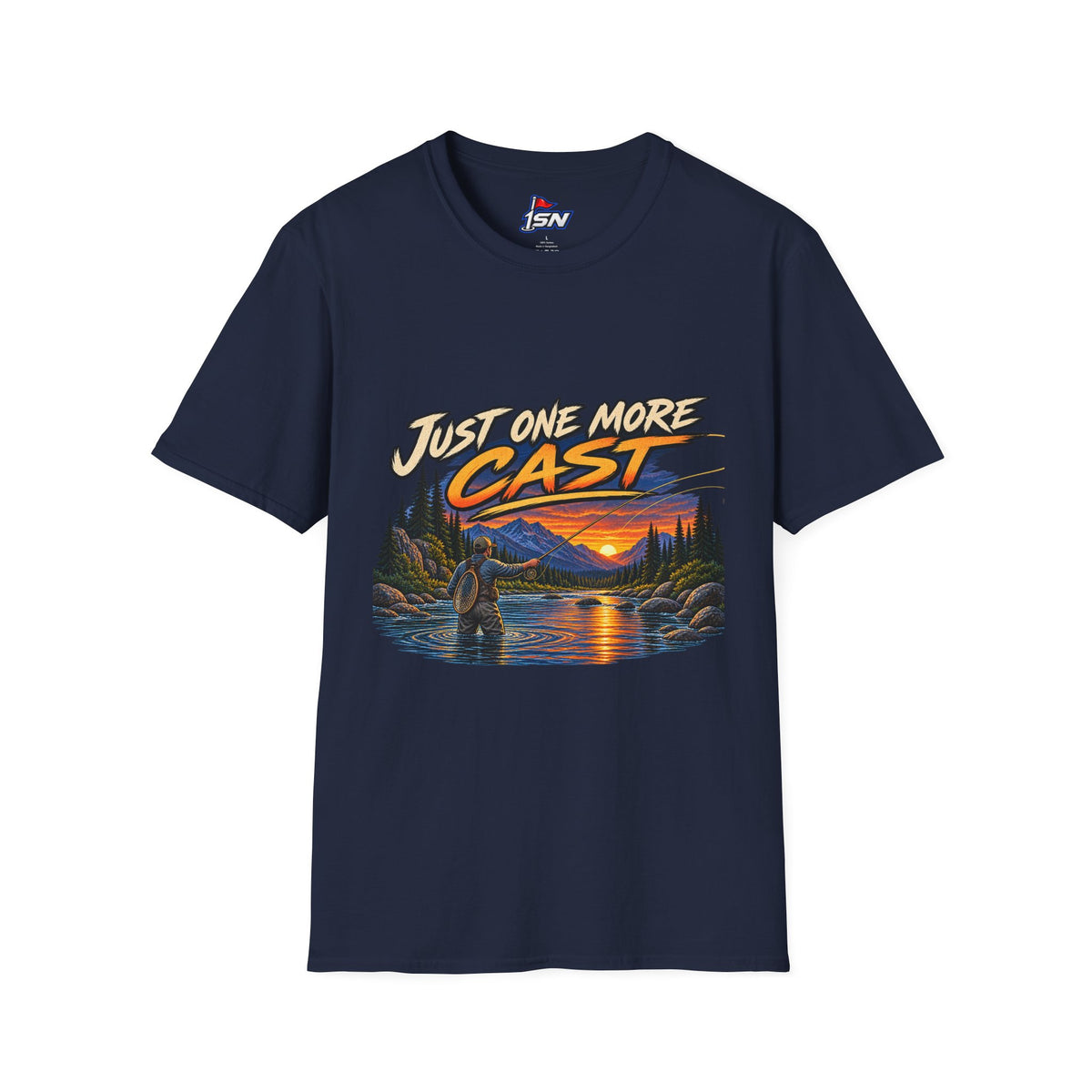 Just One More Cast Fishing T-Shirt — Sunset Lake Angler Graphic Tee