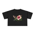Hummingbird & Hibiscus Crop Tee — Floral Garden Graphic Women's Top