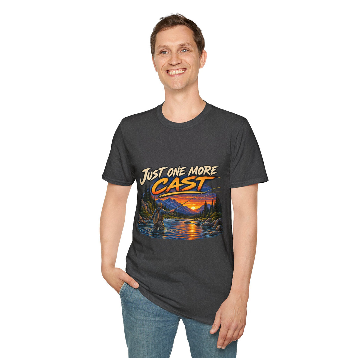 Just One More Cast Fishing T-Shirt — Sunset Lake Angler Graphic Tee