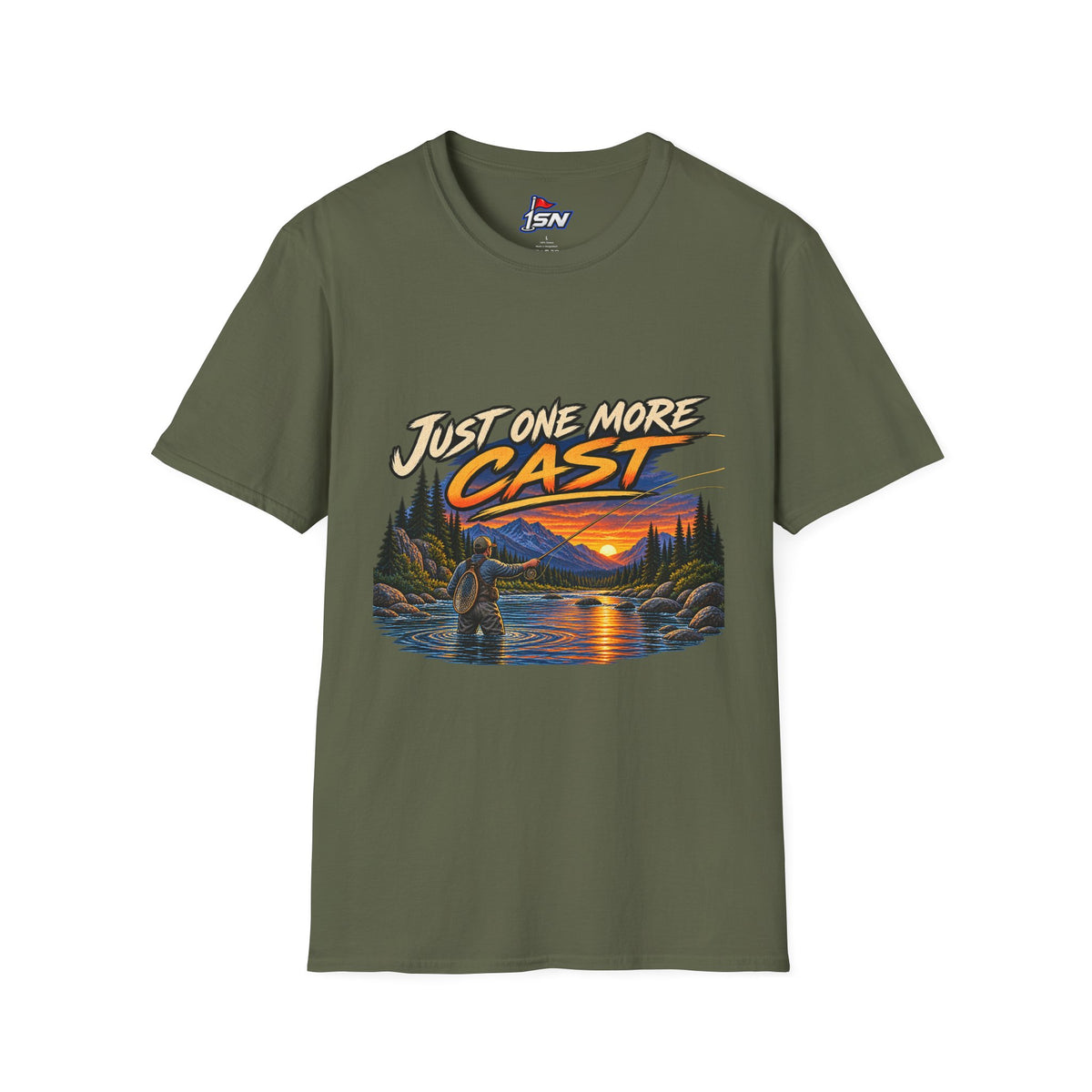 Just One More Cast Fishing T-Shirt — Sunset Lake Angler Graphic Tee