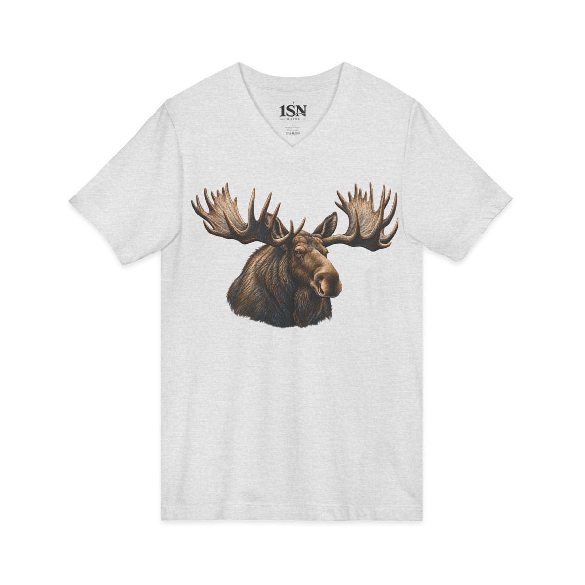Majestic Moose V-Neck Tee — Realistic Moose Head Graphic (Maine Edition) 1SN