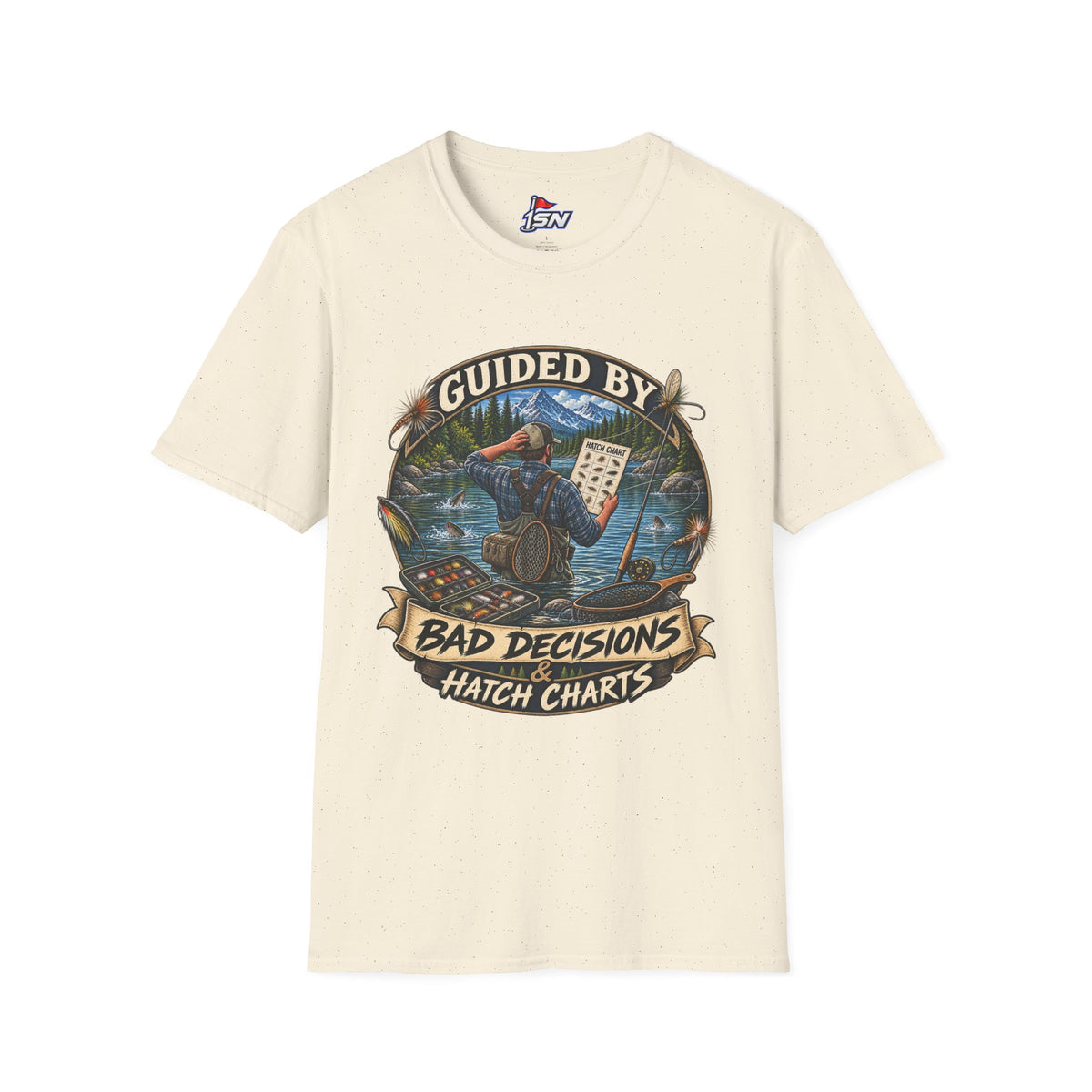 T-Shirt — "Guided By Bad Decisions" Fishing Hatch Chart Graphic Tee