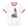 Lighthouse Sketch Ringer Tee — Vintage Coastal Men's T-Shirt