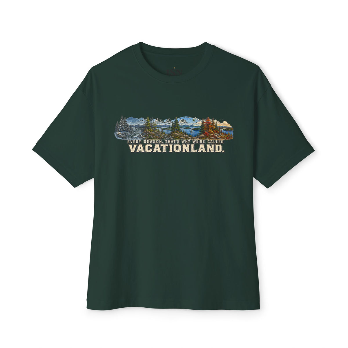 Vacationland Maine Graphic Tee — Scenic Seasons Landscape Shirt