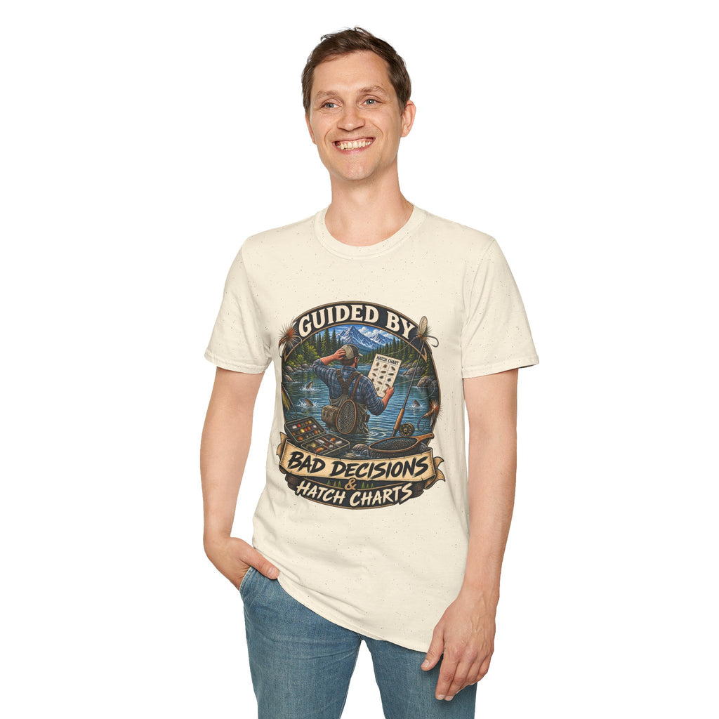 T-Shirt — "Guided By Bad Decisions" Fishing Hatch Chart Graphic Tee